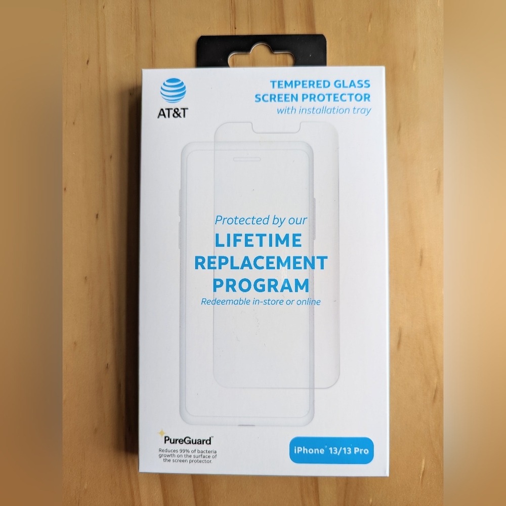 AT&T Tempered Glass Screen Protector for iPhone 13/13Pro - New in Box